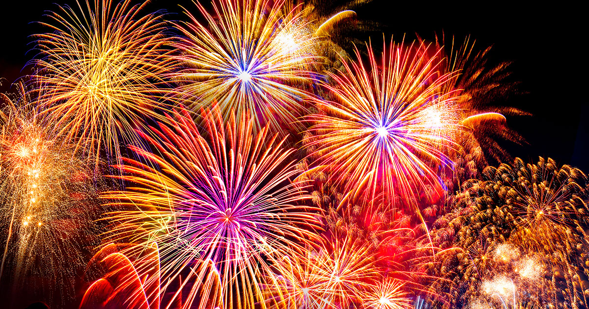 Multi-coloured firework display